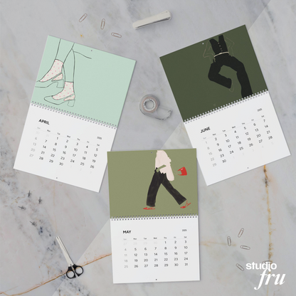 2025 Wall Calendar with 12 Unique Fashion Illustrations